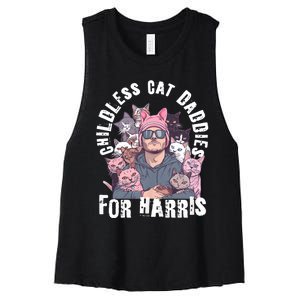 Cat Daddies For Harris Vote Hat Feminist Cat Dad Women's Racerback Cropped Tank