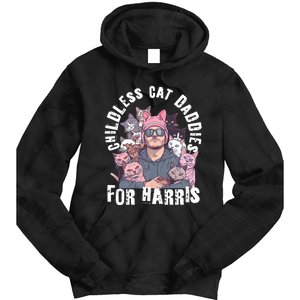 Cat Daddies For Harris Vote Hat Feminist Cat Dad Tie Dye Hoodie