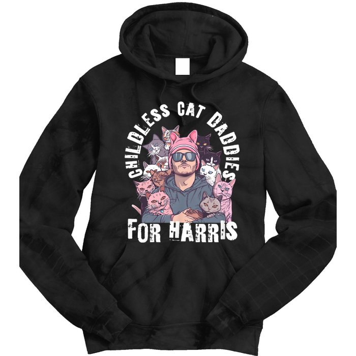 Cat Daddies For Harris Vote Hat Feminist Cat Dad Tie Dye Hoodie