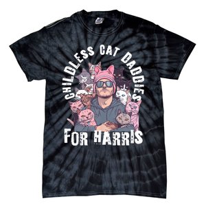 Cat Daddies For Harris Vote Hat Feminist Cat Dad Tie-Dye T-Shirt