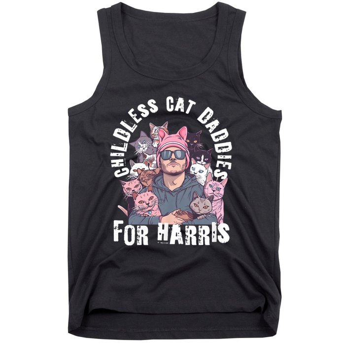 Cat Daddies For Harris Vote Hat Feminist Cat Dad Tank Top