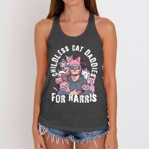 Cat Daddies For Harris Vote Hat Feminist Cat Dad Women's Knotted Racerback Tank