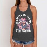 Cat Daddies For Harris Vote Hat Feminist Cat Dad Women's Knotted Racerback Tank