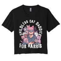 Cat Daddies For Harris Vote Hat Feminist Cat Dad Women's Crop Top Tee