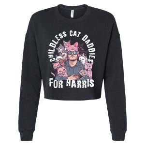 Cat Daddies For Harris Vote Hat Feminist Cat Dad Cropped Pullover Crew