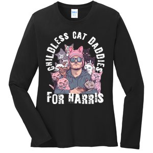 Cat Daddies For Harris Vote Hat Feminist Cat Dad Ladies Long Sleeve Shirt