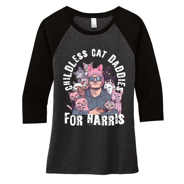 Cat Daddies For Harris Vote Hat Feminist Cat Dad Women's Tri-Blend 3/4-Sleeve Raglan Shirt