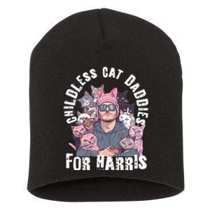 Cat Daddies For Harris Vote Hat Feminist Cat Dad Short Acrylic Beanie