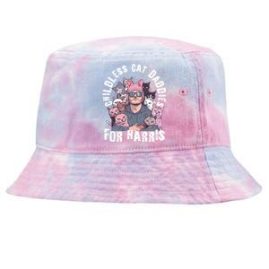 Cat Daddies For Harris Vote Hat Feminist Cat Dad Tie-Dyed Bucket Hat