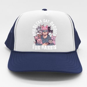 Cat Daddies For Harris Vote Hat Feminist Cat Dad Trucker Hat