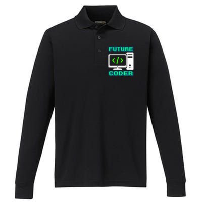 Coder Design Funny Programmer Computer Science Gift Performance Long Sleeve Polo