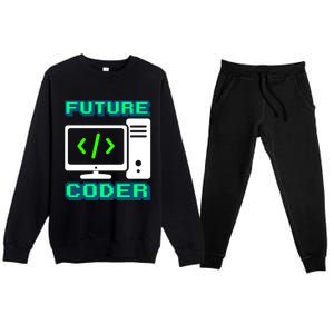 Coder Design Funny Programmer Computer Science Gift Premium Crewneck Sweatsuit Set