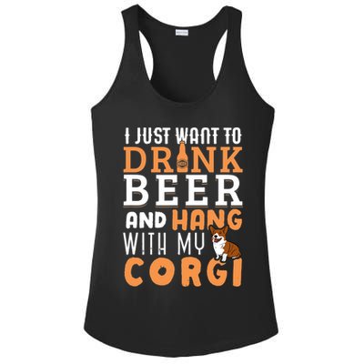 Corgi Dad Funny Father's Day Dog Lover Gift Beer Ladies PosiCharge Competitor Racerback Tank