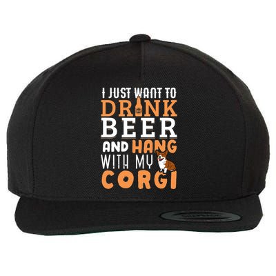 Corgi Dad Funny Father's Day Dog Lover Gift Beer Wool Snapback Cap