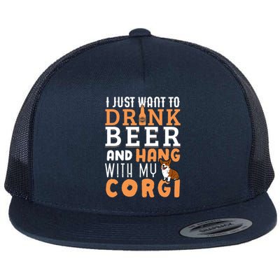 Corgi Dad Funny Father's Day Dog Lover Gift Beer Flat Bill Trucker Hat