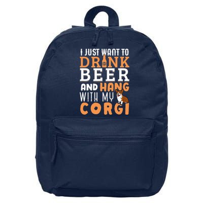 Corgi Dad Funny Father's Day Dog Lover Gift Beer 16 in Basic Backpack