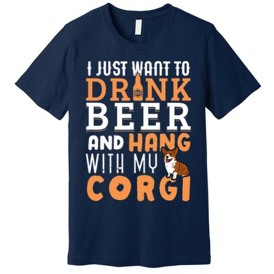 Corgi Dad Funny Father's Day Dog Lover Gift Beer Premium T-Shirt
