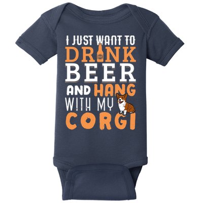 Corgi Dad Funny Father's Day Dog Lover Gift Beer Baby Bodysuit