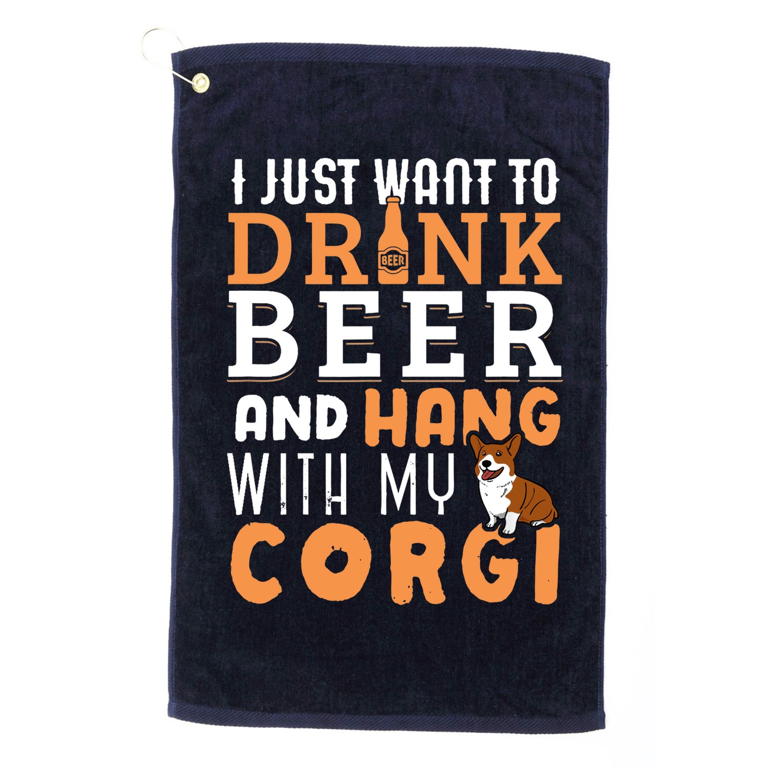 Corgi Dad Funny Father's Day Dog Lover Gift Beer Golf Towel