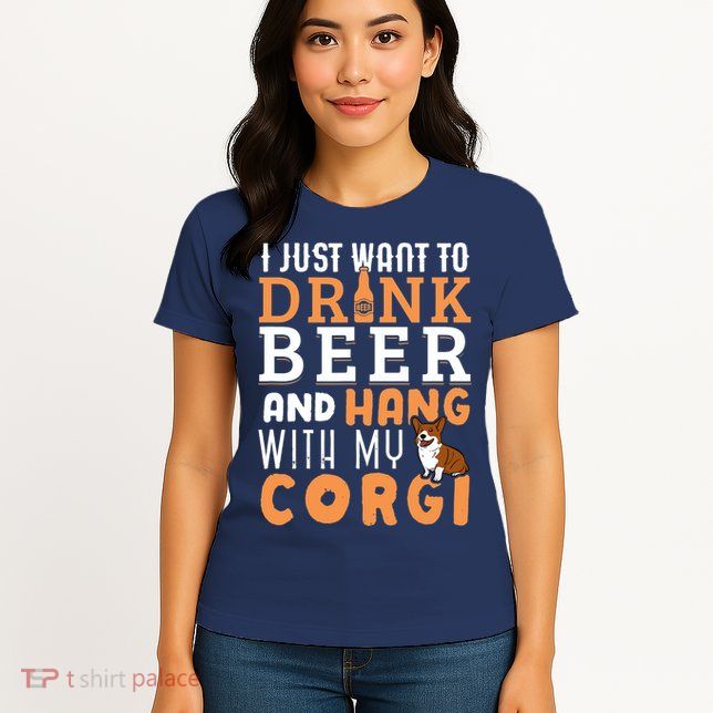 Corgi Dad Funny Father's Day Dog Lover Gift Beer Womens T-Shirt