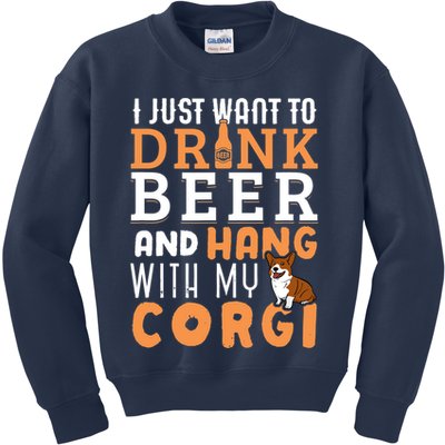 Corgi Dad Funny Father's Day Dog Lover Gift Beer Kids Sweatshirt
