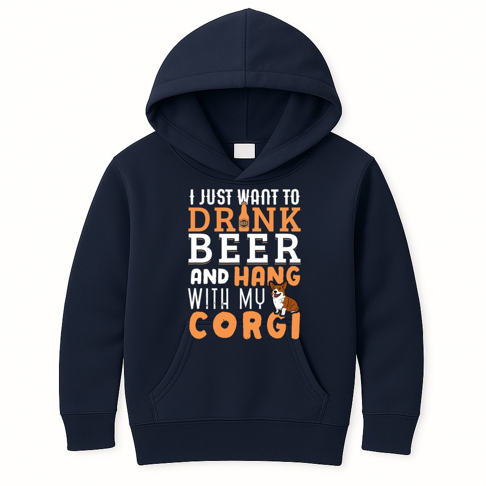 Corgi Dad Funny Father's Day Dog Lover Gift Beer Kids Hoodie