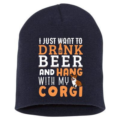 Corgi Dad Funny Father's Day Dog Lover Gift Beer Short Acrylic Beanie