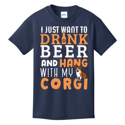 Corgi Dad Funny Father's Day Dog Lover Gift Beer Kids T-Shirt