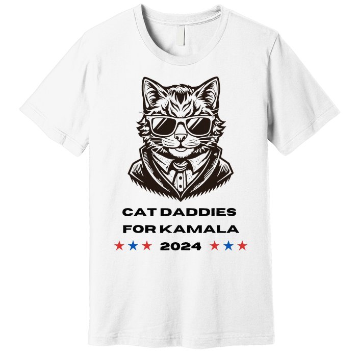 Cat Daddies For Kamala Funny Cat Dad Vote Election 2024 Premium T-Shirt