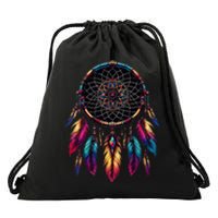 Colorful Dreamcatcher Feather Native American Indian Art Drawstring Bag