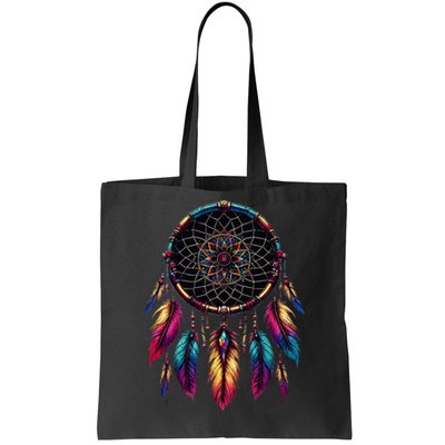 Colorful Dreamcatcher Feather Native American Indian Art Tote Bag