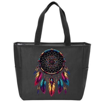 Colorful Dreamcatcher Feather Native American Indian Art Zip Tote Bag