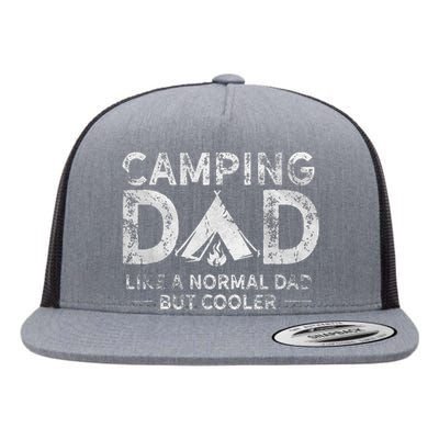 Camping Dad Funny Camper Fathers Day Camping Dad Flat Bill Trucker Hat