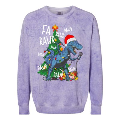 Christmas Dinosaur Fa Rawr Tmeaningful Giftrex Santa Funny Dino Xmas Fun Cool Gi Colorblast Crewneck Sweatshirt