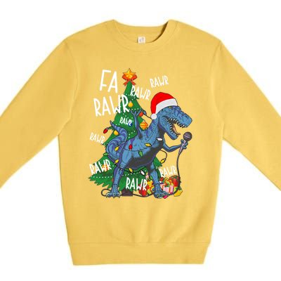 Christmas Dinosaur Fa Rawr Tmeaningful Giftrex Santa Funny Dino Xmas Fun Cool Gi Premium Crewneck Sweatshirt