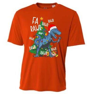 Christmas Dinosaur Fa Rawr Tmeaningful Giftrex Santa Funny Dino Xmas Fun Cool Gi Cooling Performance Crew T-Shirt