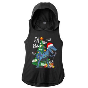 Christmas Dinosaur Fa Rawr Tmeaningful Giftrex Santa Funny Dino Xmas Fun Cool Gi Ladies PosiCharge Tri-Blend Wicking Draft Hoodie Tank