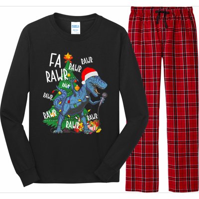 Christmas Dinosaur Fa Rawr Tmeaningful Giftrex Santa Funny Dino Xmas Fun Cool Gi Long Sleeve Pajama Set