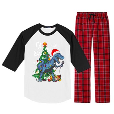 Christmas Dinosaur Fa Rawr Tmeaningful Giftrex Santa Funny Dino Xmas Fun Cool Gi Raglan Sleeve Pajama Set