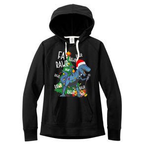 Christmas Dinosaur Fa Rawr Tmeaningful Giftrex Santa Funny Dino Xmas Fun Cool Gi Women's Fleece Hoodie