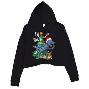 Christmas Dinosaur Fa Rawr Tmeaningful Giftrex Santa Funny Dino Xmas Fun Cool Gi Crop Fleece Hoodie