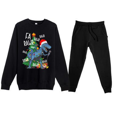 Christmas Dinosaur Fa Rawr Tmeaningful Giftrex Santa Funny Dino Xmas Fun Cool Gi Premium Crewneck Sweatsuit Set