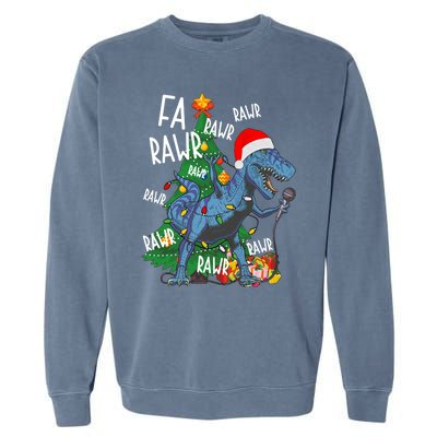 Christmas Dinosaur Fa Rawr Tmeaningful Giftrex Santa Funny Dino Xmas Fun Cool Gi Garment-Dyed Sweatshirt