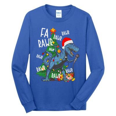 Christmas Dinosaur Fa Rawr Tmeaningful Giftrex Santa Funny Dino Xmas Fun Cool Gi Tall Long Sleeve T-Shirt