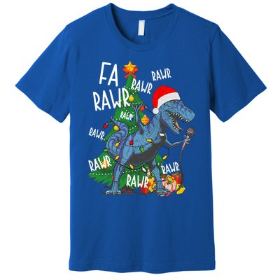 Christmas Dinosaur Fa Rawr Tmeaningful Giftrex Santa Funny Dino Xmas Fun Cool Gi Premium T-Shirt