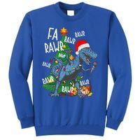 Christmas Dinosaur Fa Rawr Tmeaningful Giftrex Santa Funny Dino Xmas Fun Cool Gi Tall Sweatshirt