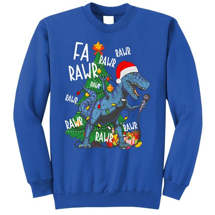 Christmas Dinosaur Fa Rawr Tmeaningful Giftrex Santa Funny Dino Xmas Fun Cool Gi Tall Sweatshirt