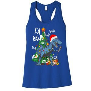 Christmas Dinosaur Fa Rawr Tmeaningful Giftrex Santa Funny Dino Xmas Fun Cool Gi Women's Racerback Tank