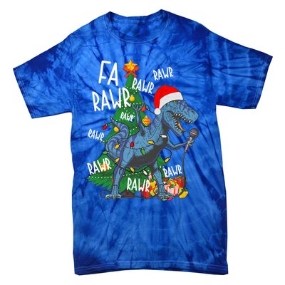 Christmas Dinosaur Fa Rawr Tmeaningful Giftrex Santa Funny Dino Xmas Fun Cool Gi Tie-Dye T-Shirt