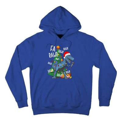 Christmas Dinosaur Fa Rawr Tmeaningful Giftrex Santa Funny Dino Xmas Fun Cool Gi Tall Hoodie